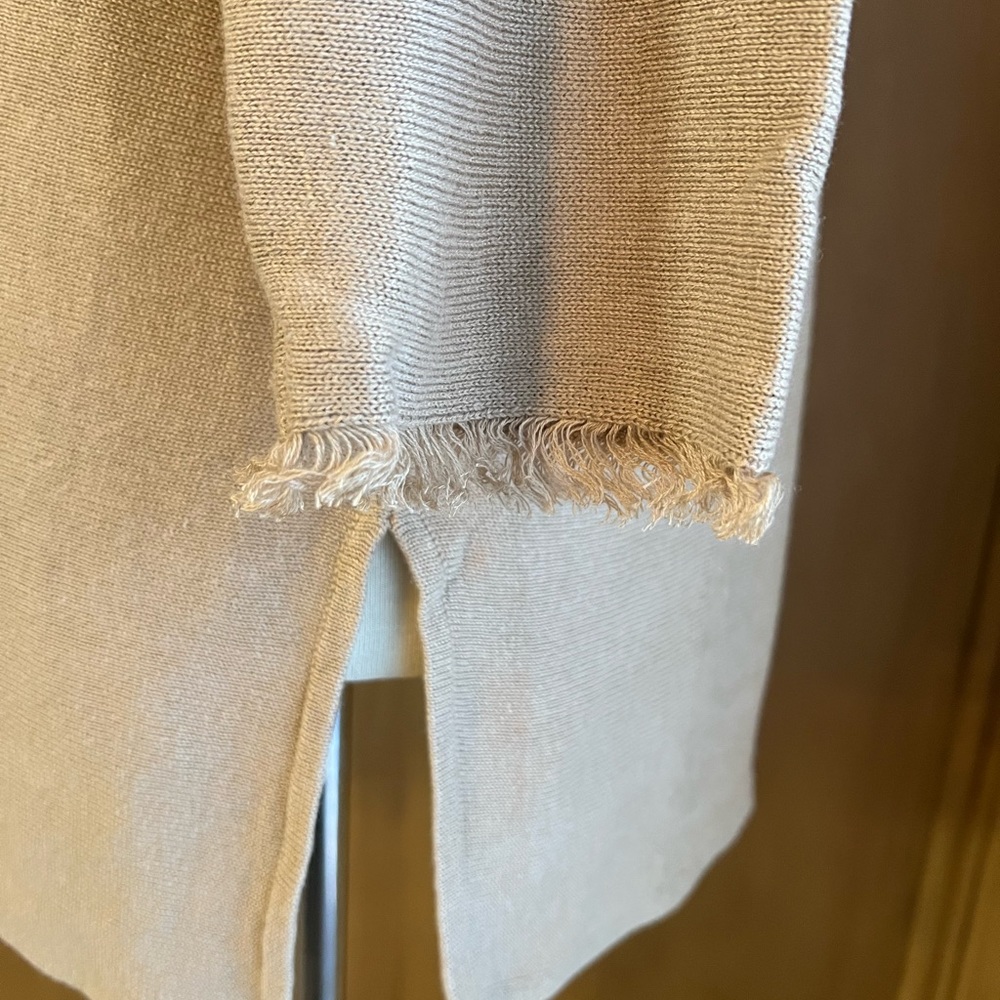 JJill open front fringe sleeve cardigan, macadamia, small - Picture 2 of 9